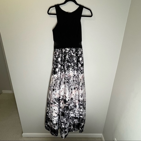 XSCAPE Maxi Sleeveless Dress Floral Mesh Inserts Lined Size 2 Women’s Pockets - Picture 2 of 12